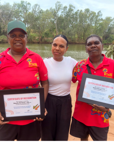 Deandra and Andrea with Alinta  (taken in Borroloola) 