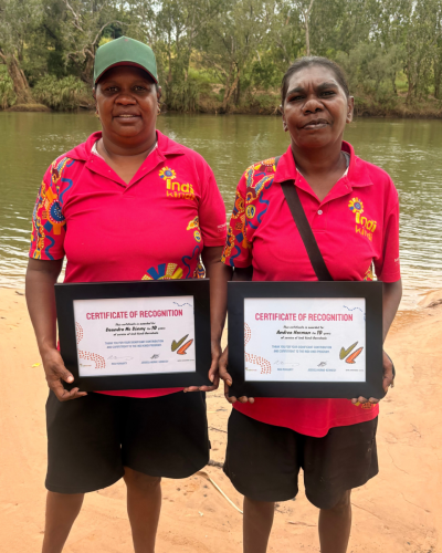 Deandra and Andrea with certificates (taken in Borroloola) 